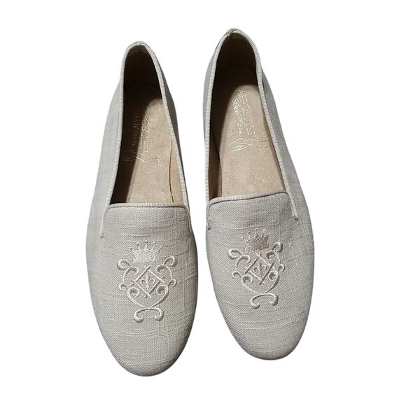 New Aerosoles Betunia LINEN Woven Slip On Loafer Smoking Slippers Women's Sz.9.5 - Picture 1 of 7